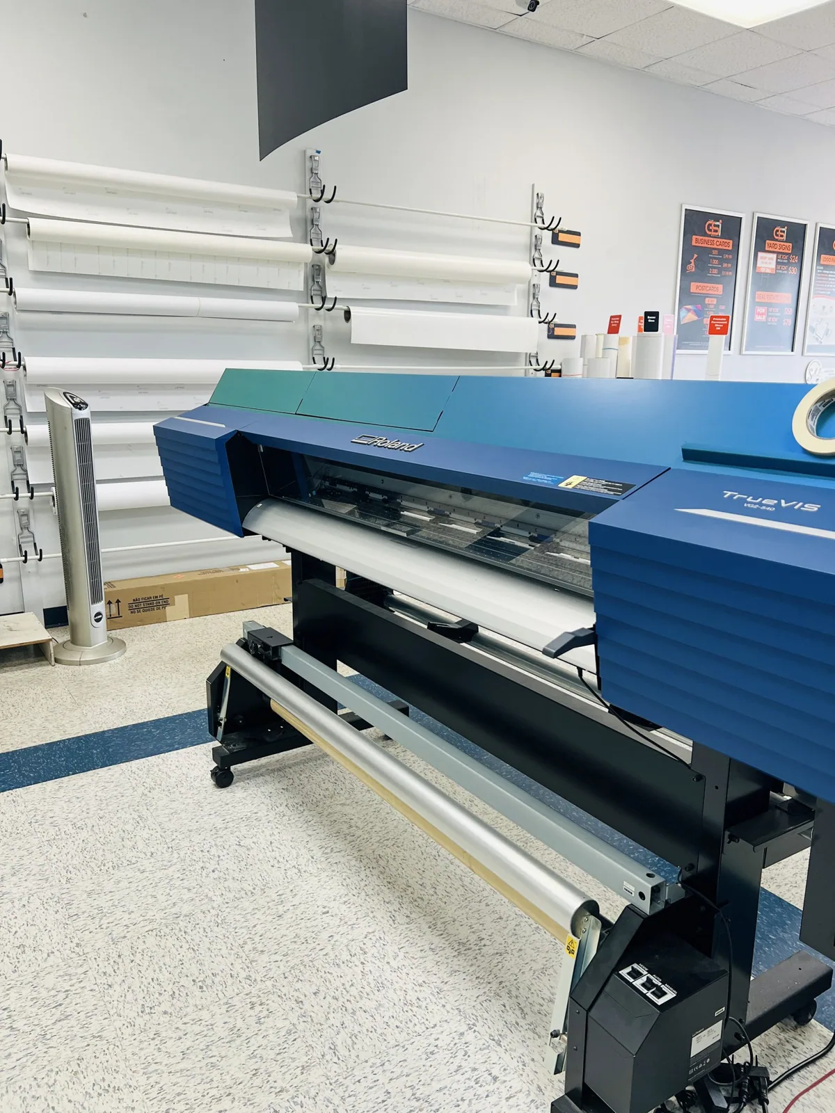 Roland wide-format printer in the GSI shop, from the GSI Google Business Profile
