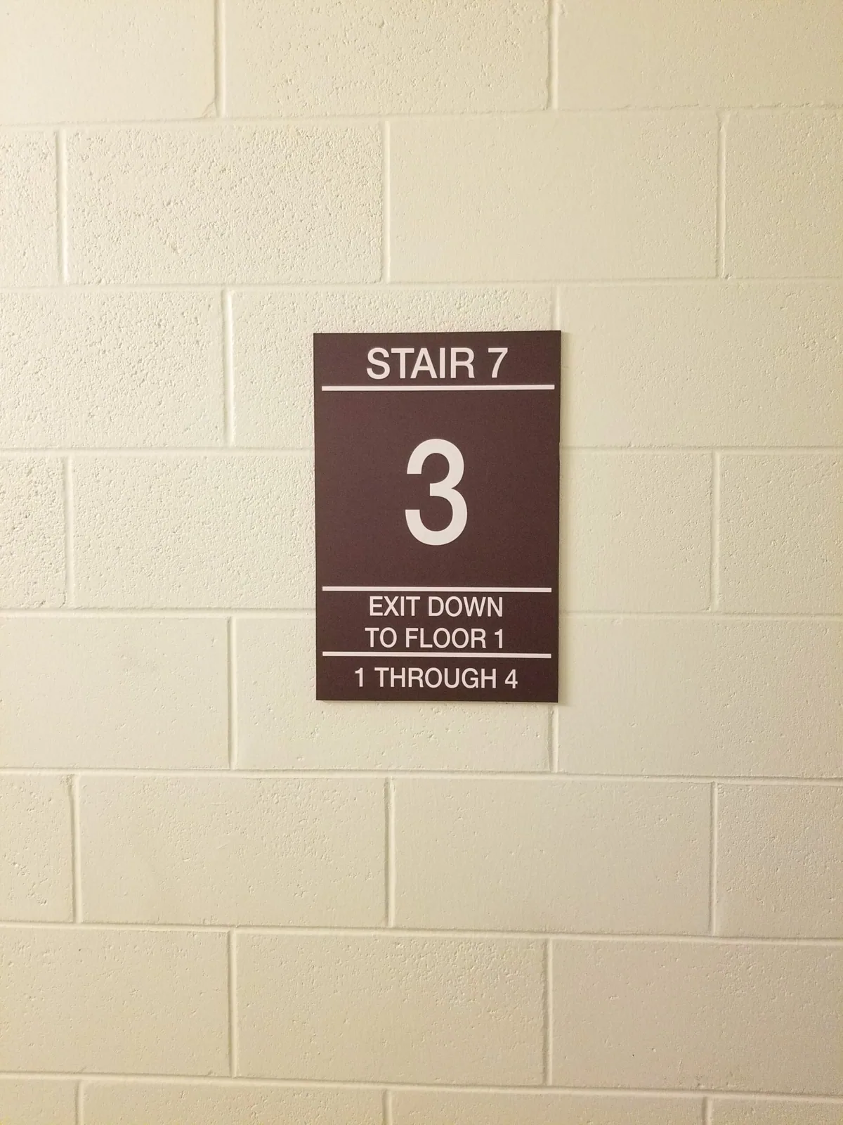 Windsor at Celebration — Stair 7 floor 3 stairwell identification sign on a block wall, Windsor at Celebration project